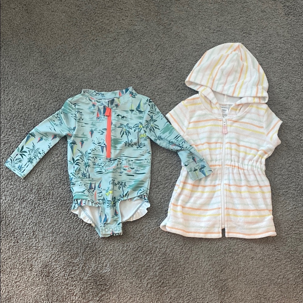 Baby girl bathing suit and coverup - 18 months